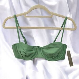 J Crew Bikini Top 36B Women Balconette Underwire Green Adjustable Straps NWT